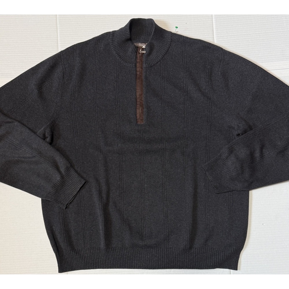 NORDSTROM - Men's Dark Gray Mock Neck 1/4 Zip Pullover Sweater - Size X-Large XL